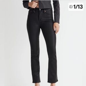 Madewell Mid-Rise Kik Out In True Black Coated Edition Jeans sz 29